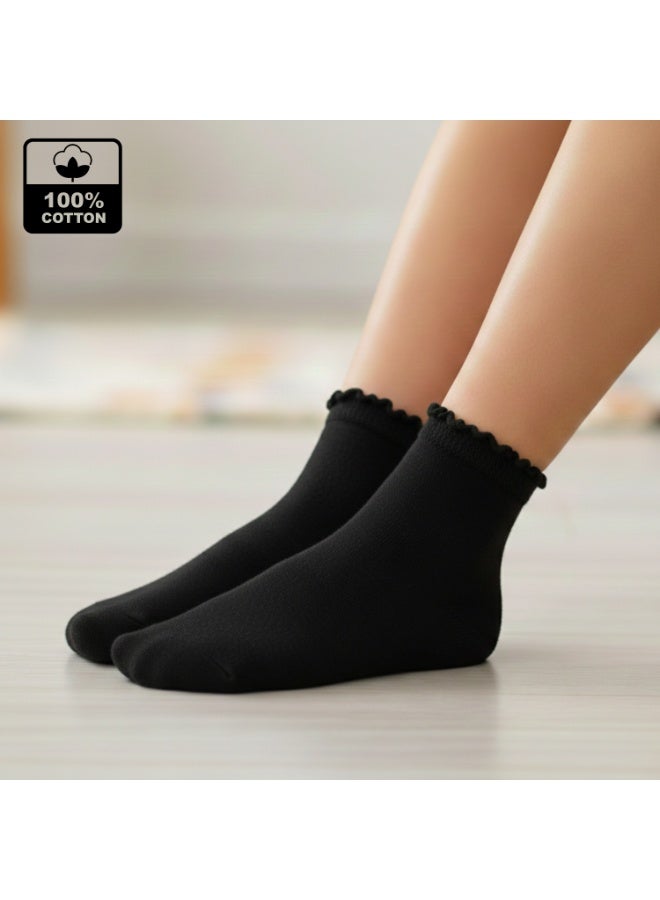 بيير دونا جوارب طويلة للبنات عبوة 6 قطع – أسود | مزيج قطن ناعم | قابلة للتنفس ومرنة لراحة فائقة | للمدرسة والاستخدام اليومي | العمر 10–12 سنة - Image 3